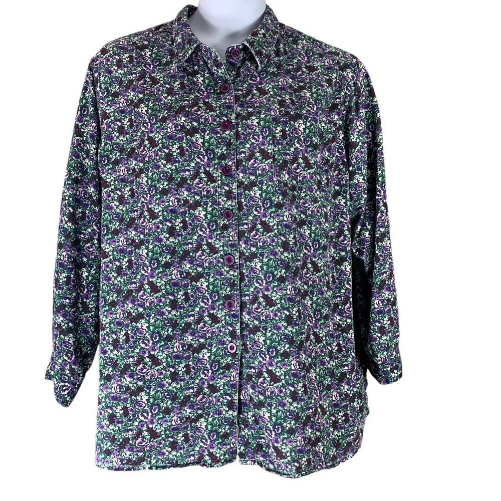 Vintage Button Shirt Size 22w Basic Editions Gree… - image 1